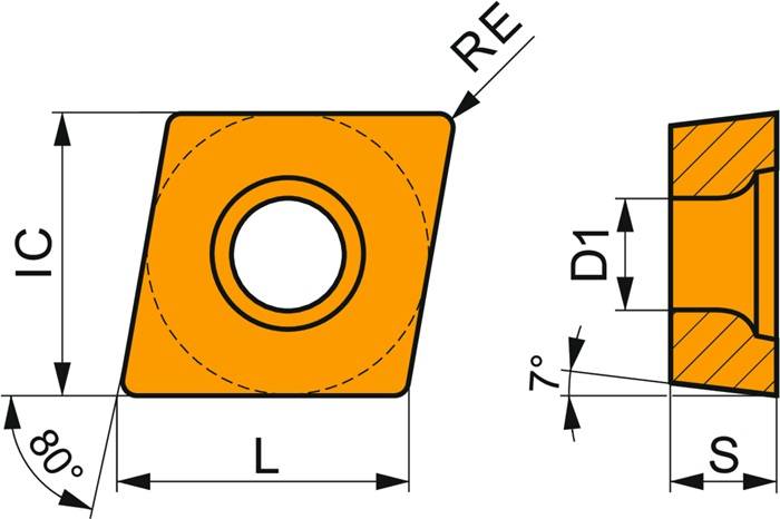 Drehwendeschneidplatte ISO CCMT 09T308E-UR:T5315 D.4,4mm MT-CVD beschichtet-2