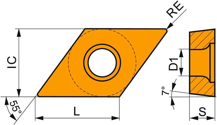 Drehwendeschneidplatte ISO DCMT 11T308E-FM:T8315 D.4,4mm PVD beschichtet Gold-2