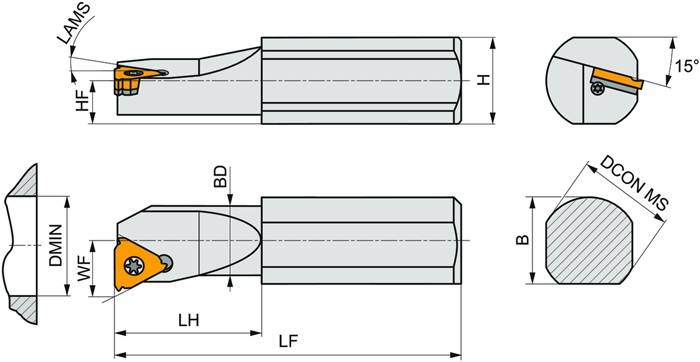 Bohrstange ISO SIL 1416 N 16-0 D.16mm Linkslauf PRAMET-3
