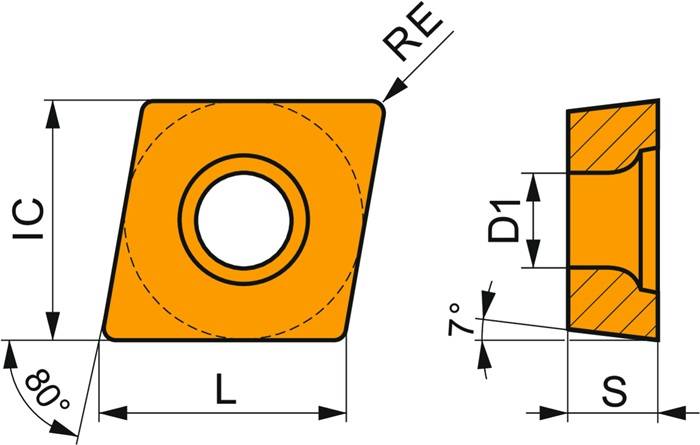 Drehwendeschneidplatte ISO CCMW 09T304:T6310 Bohrungs-D. 4,4mm PVD beschichtet-2