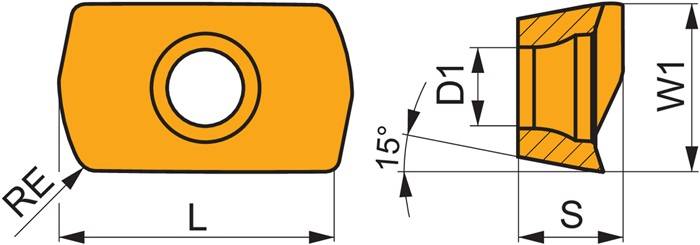 Fräswendeschneidplatte ISO ADEX 11T308SR-HF2:M8310 D. 2,9mm PVD beschichtet-2
