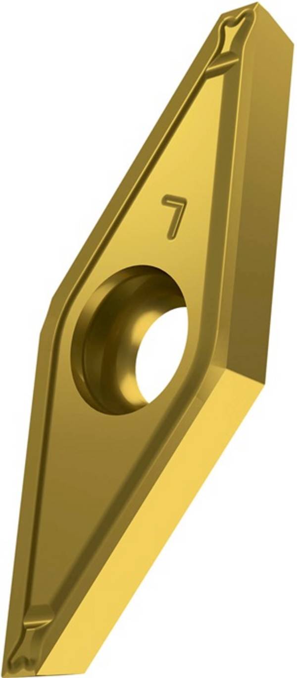 Drehwendeschneidplatte ISO VCGX 130301FR-FF2:T8315 D.3,4mm PVD beschichtet Gold
