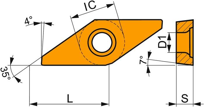 Drehwendeschneidplatte ISO VCGX 130301FR-FF2:T8315 D.3,4mm PVD beschichtet Gold-2