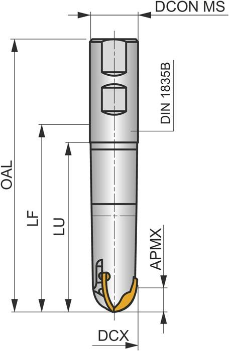 Kugelkopffräser ISO 20K3R070B25-CXP20 D.25mm Schneid-D.20mm PRAMET-4