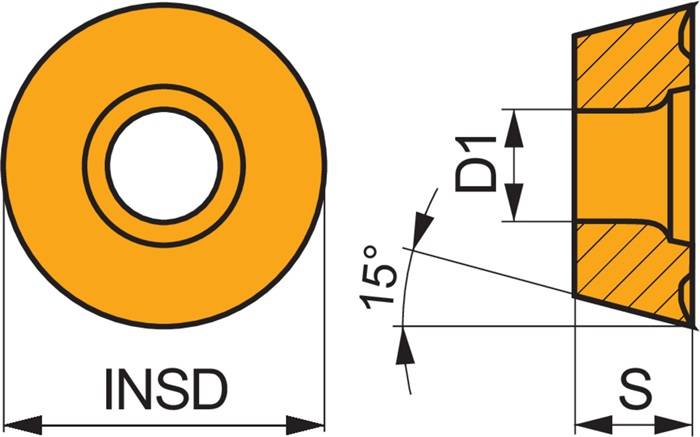 Fräswendeschneidplatte ISO RDET 0802MOSN:M8340 D.3,4mm PVD beschichtet Gold-2