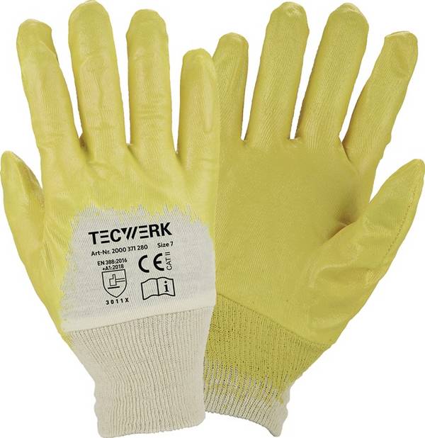 Handschuhe Lippe Gr.8 gelb Nitrilbeschichtung EN 388 PSA II TECWERK
