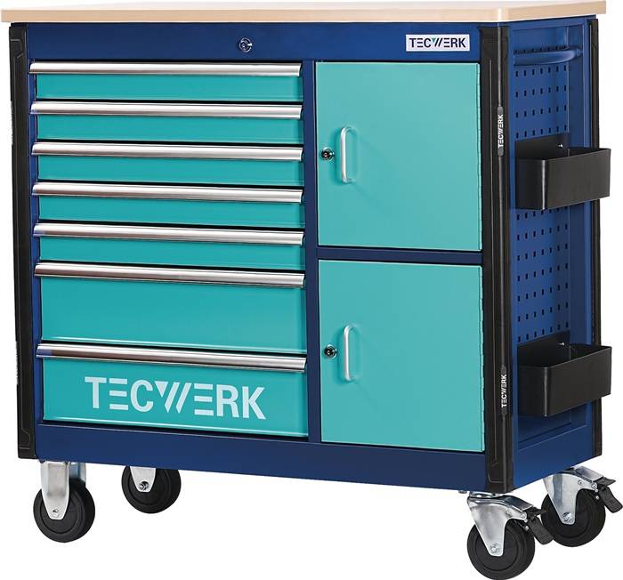 Rollwerkbank PLUS 2.0 T Außen-B1090xT500xH1055mm Schubl.7 30kg 500kg TECWERK-0
