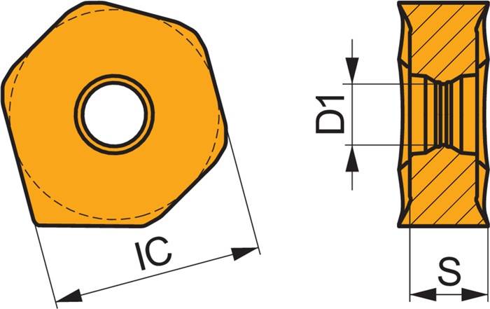 Fräswendeschneidplatte ISO XNGX 0906ANSN:8215 Bohrungs-D. 4,9mm PVD beschichtet-2