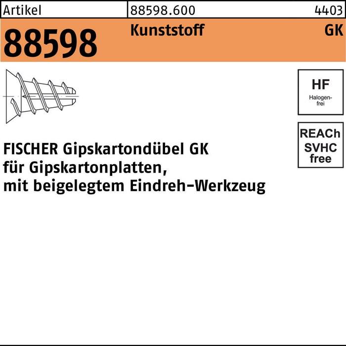 Gipskartondübel R 88598 5,0x22 Ku. 100 Stück FISCHER-0