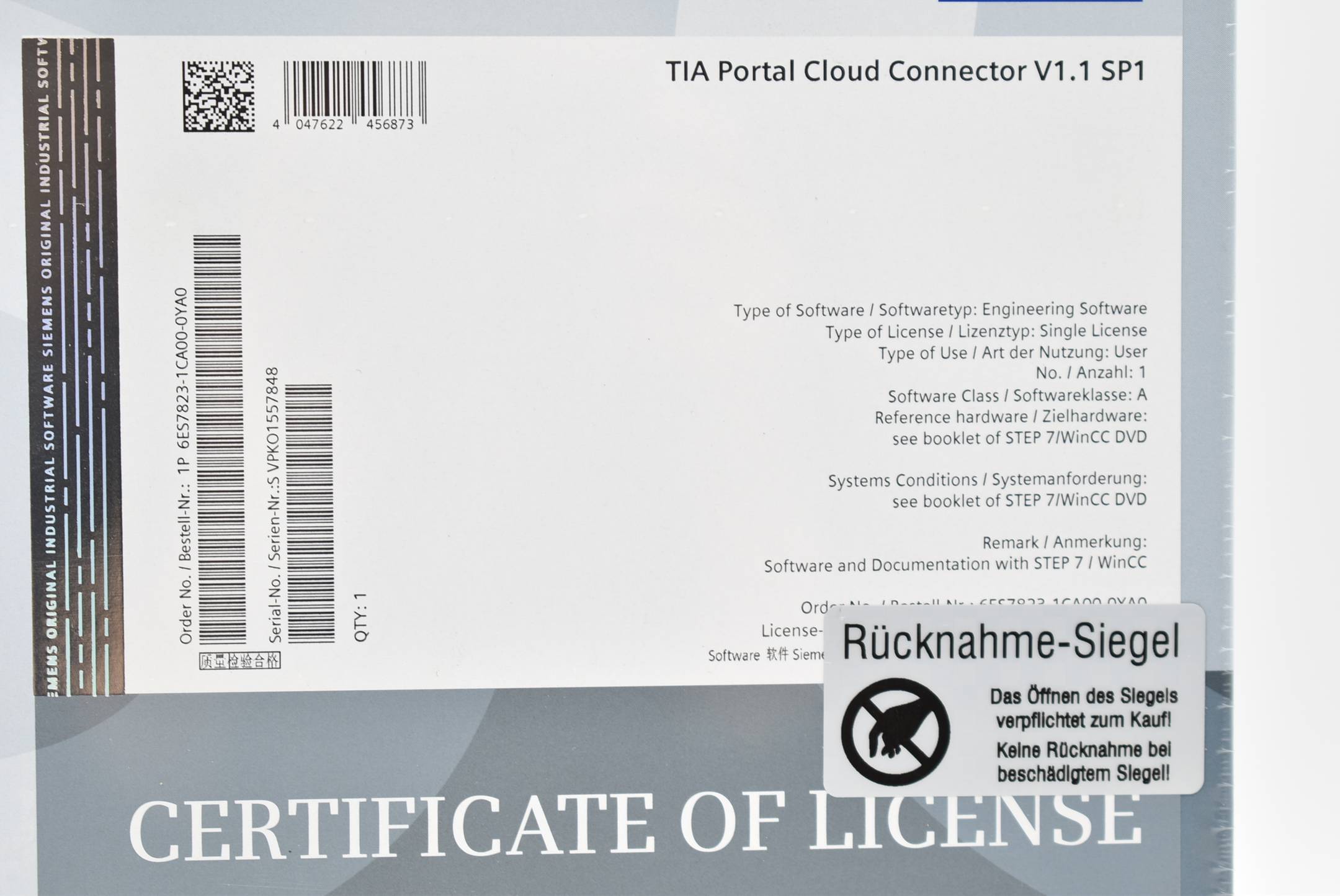 Siemens Dig.Industr. Software TIA Portal 6ES7823-1CA00-0YA0-1