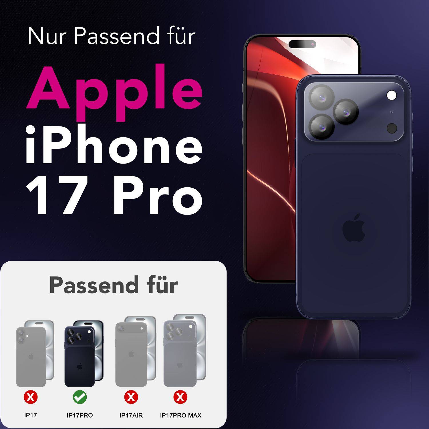 NALIA Schutzglas "Focus.X2 MAX" für Apple iPhone 17 Pro – 2x Kamera Glas Klar Robust Case Friendly - Transparent-4