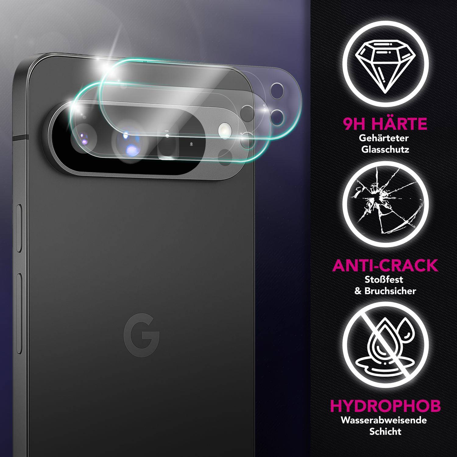 NALIA Schutzglas "Focus.X2 MAX" für Google Pixel 10 Pro – 2x Kamera Glas Ultra Klar Case Friendly - Transparent-2