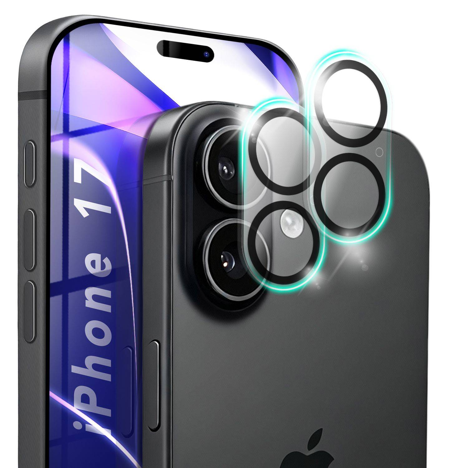 NALIA Schutzglas "Focus.X2 MAX" für Apple iPhone 17 – 2x Kamera Glas Klar Robust Case Friendly - Transparent-0