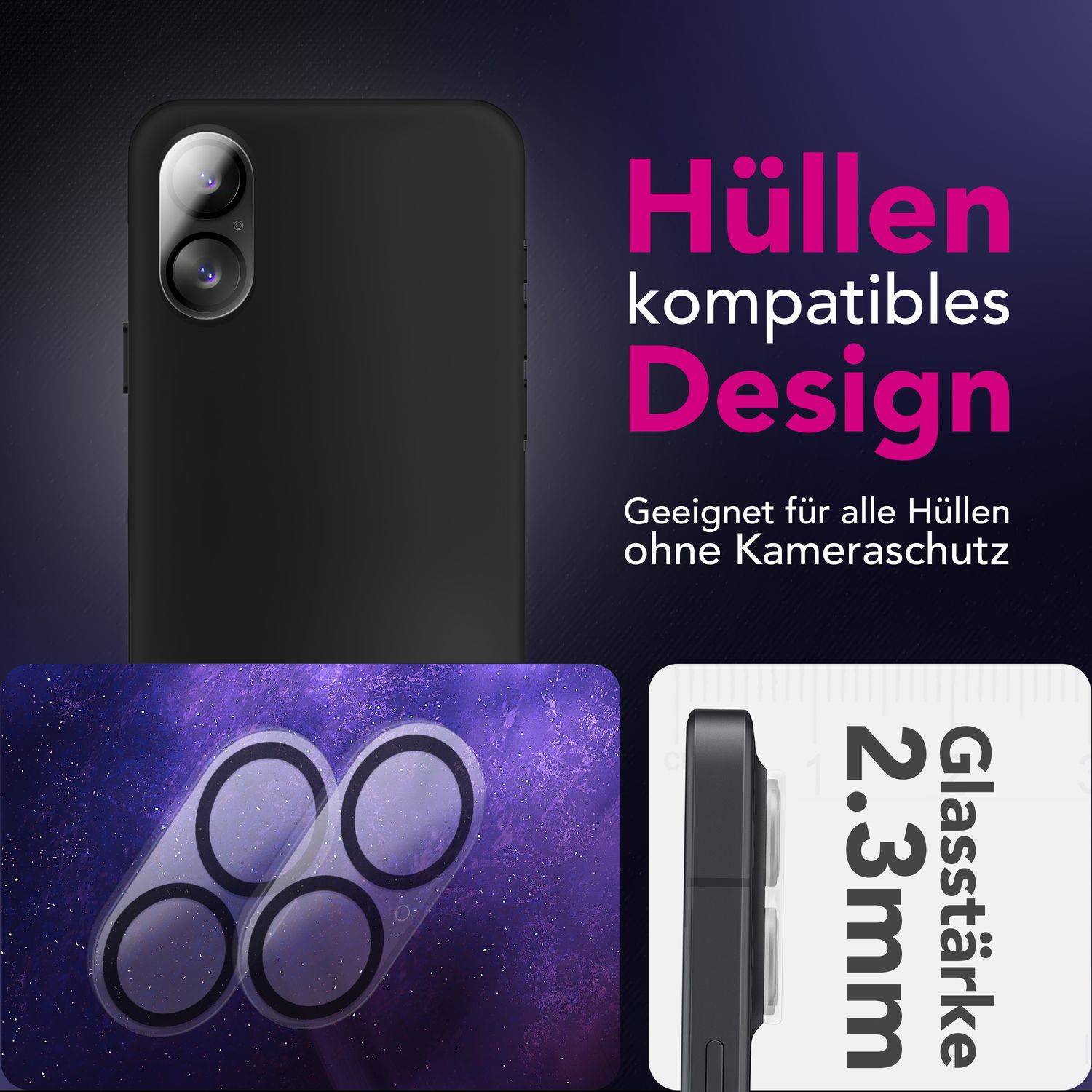 NALIA Schutzglas "Focus.X2 MAX" für Apple iPhone 17 – 2x Kamera Glas Klar Robust Case Friendly - Transparent-3