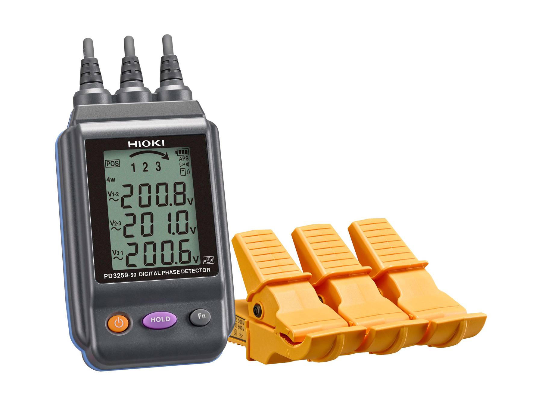 Hioki PD3259-50 - Kontaktloser digitaler Drehrichtungsprüfer mit echter Spannungsmessung-0