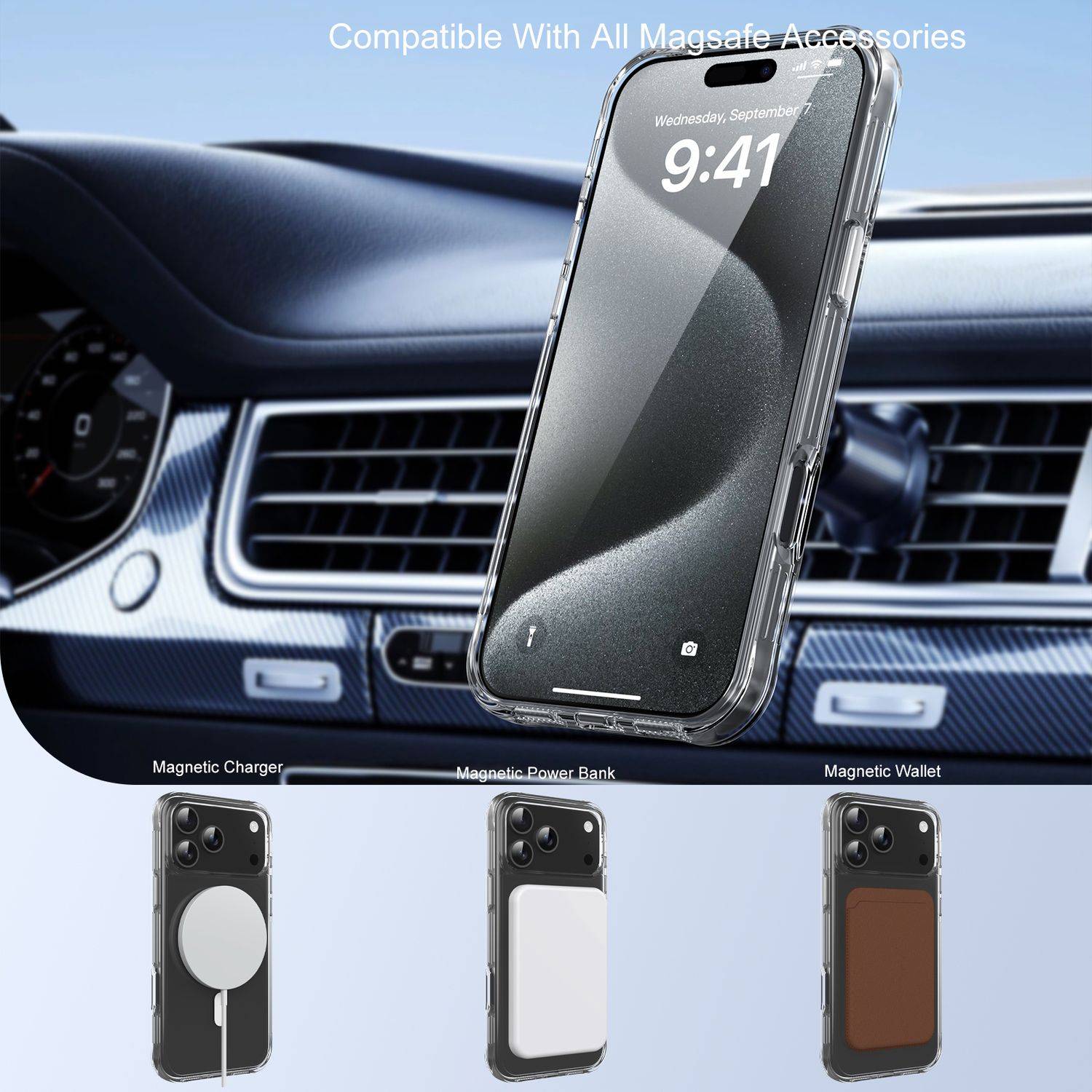 Cadorabo Schutzhülle kompatibel mit Apple iPhone 17 PRO Hülle in Transparent kompatibel mit MagSafe Case Cover-4