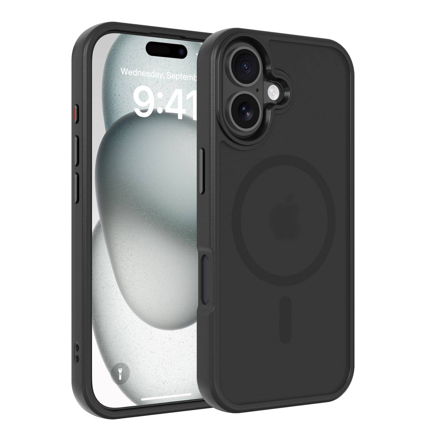 Cadorabo Hülle für iPhone 16 Hülle in Schwarz kompatibel mit MagSafe - Hybrid Schutzhülle mit TPU Silikon-Rand und-0