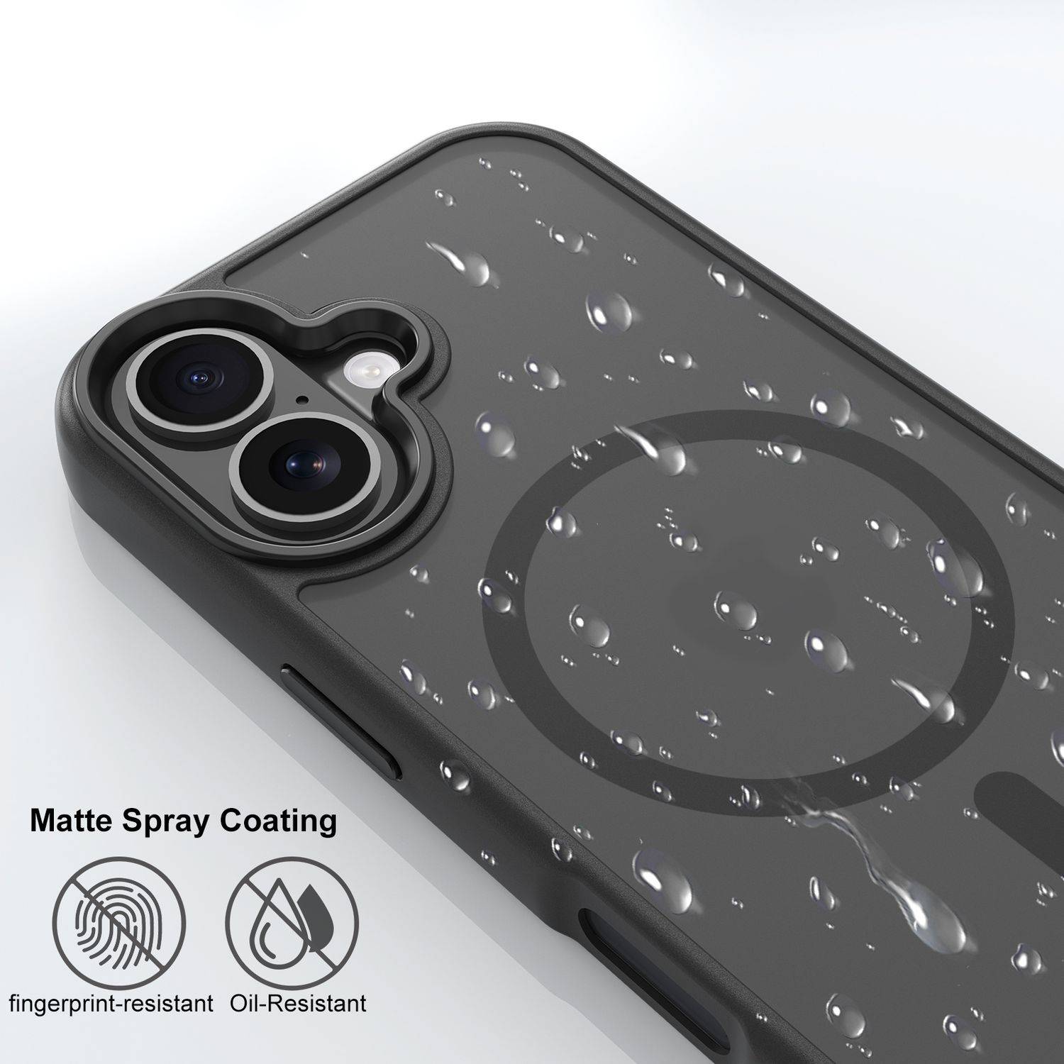 Cadorabo Hülle für iPhone 16 Hülle in Schwarz kompatibel mit MagSafe - Hybrid Schutzhülle mit TPU Silikon-Rand und-1