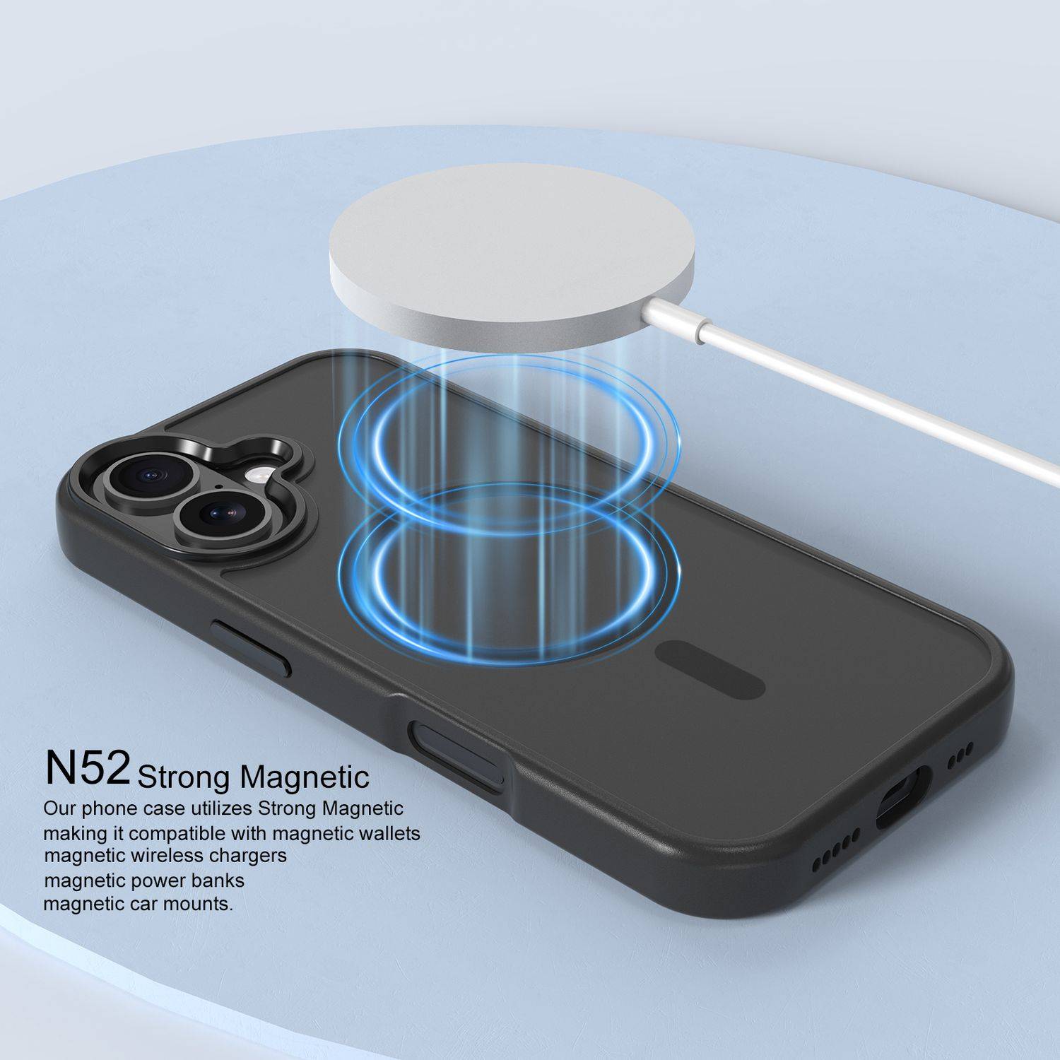 Cadorabo Hülle für iPhone 16 Hülle in Schwarz kompatibel mit MagSafe - Hybrid Schutzhülle mit TPU Silikon-Rand und-4