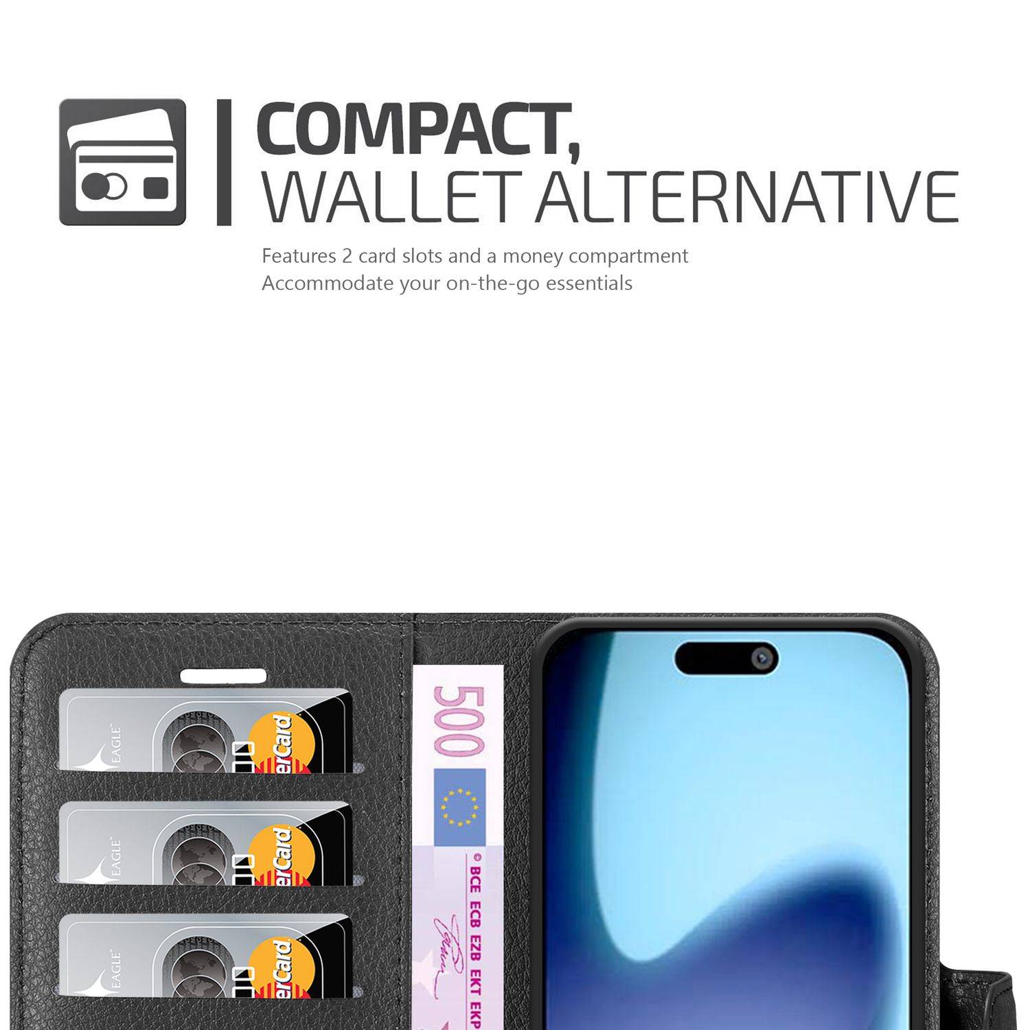 Cadorabo Hülle für Apple iPhone 17 Schutz Hülle in Schwarz Handyhülle Etui Case Cover Magnetverschluss-2