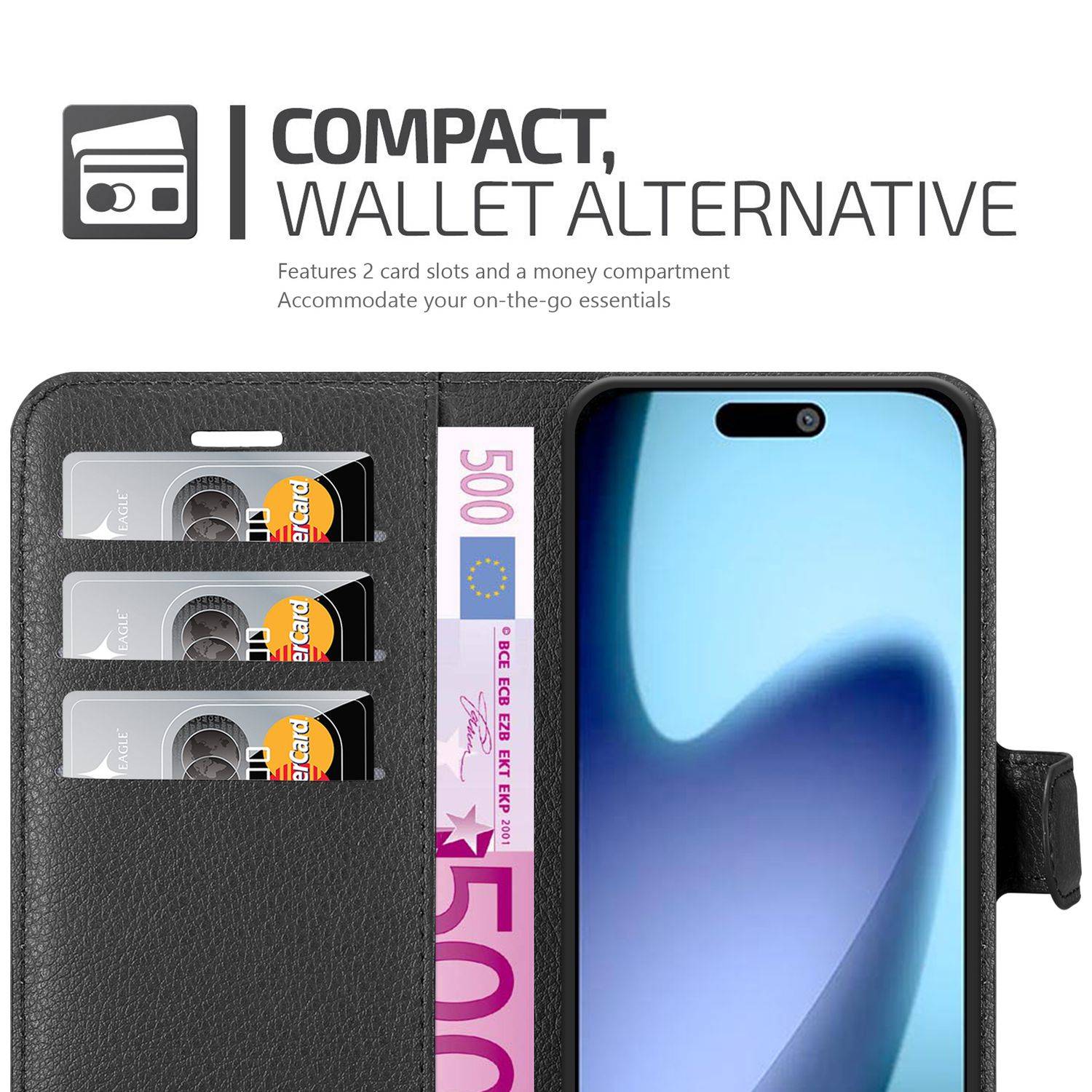 Cadorabo Hülle für Apple iPhone 17 Schutz Hülle in Schwarz Handyhülle Etui Case Cover Magnetverschluss-4
