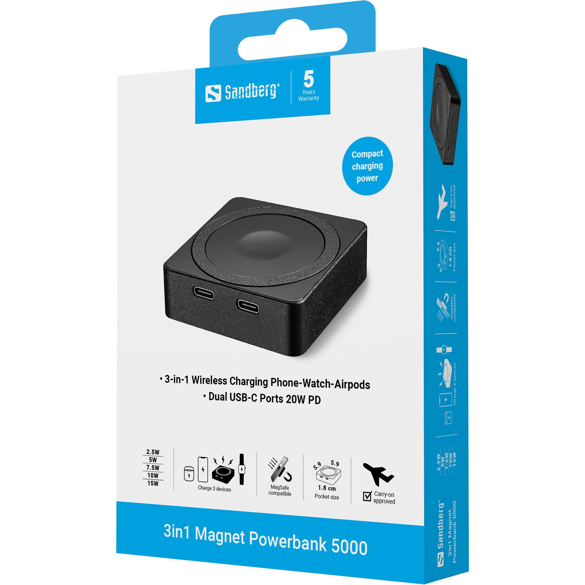 SANDBERG 3in1 Magnet Powerbank 5000 Telekommunikation, UCC & Wearables Smartphone Zubehör &-4