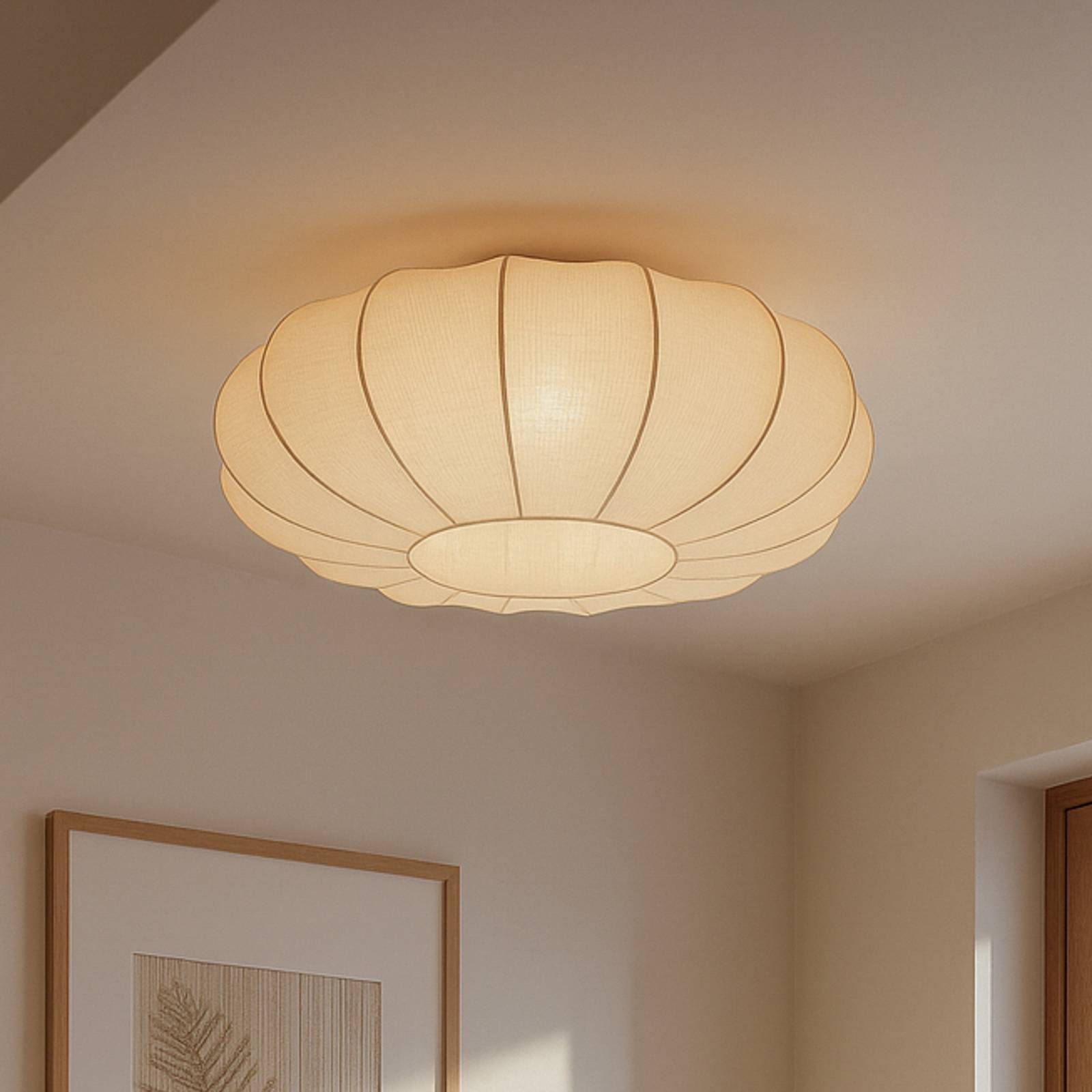 Lindby Deckenlampe 'Helin' in creme aus Textil-1
