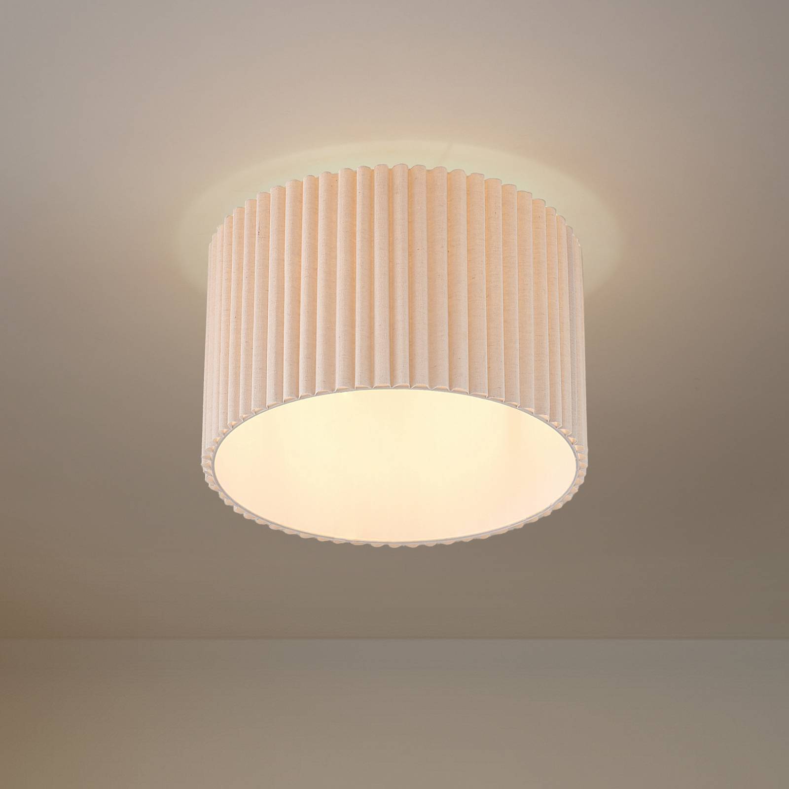 Lindby Deckenlampe 'Libbie' in creme aus Textil-1