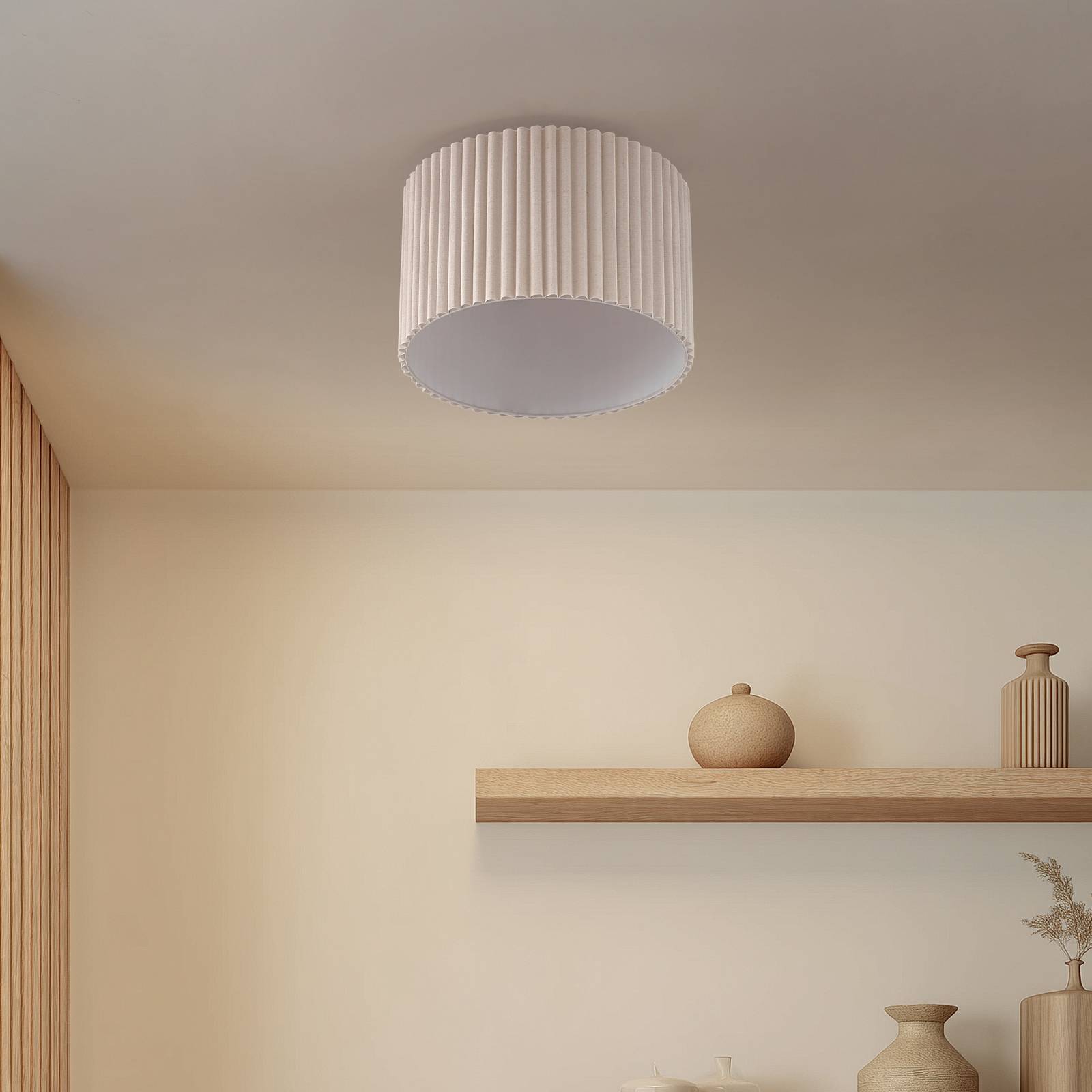 Lindby Deckenlampe 'Libbie' in creme aus Textil-3