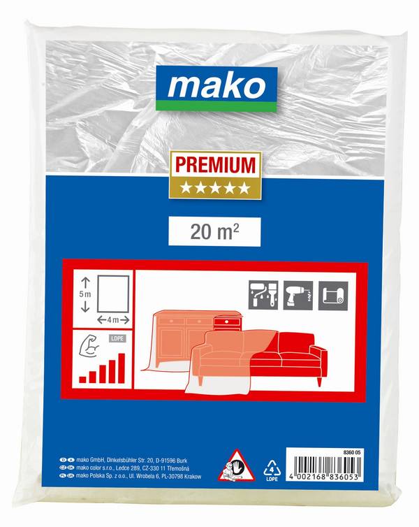 Malerabdeckplane PREMIUM extrastark für den Einsatz im Innen- und Außenbereich 4 x 5m