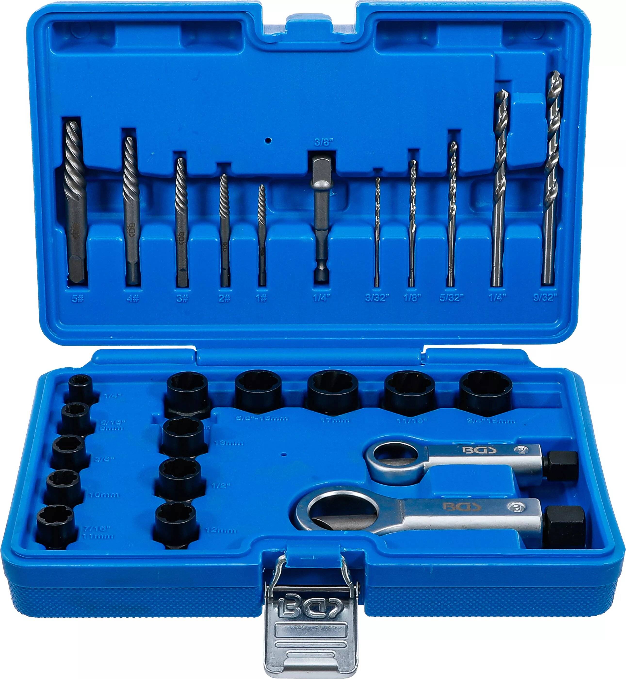 BGS 74581 Spiral-Profil-Steckschlüssel-Einsatz / S chraubenausdreher und Mutternsprenger-Satz, 26-tlg-5