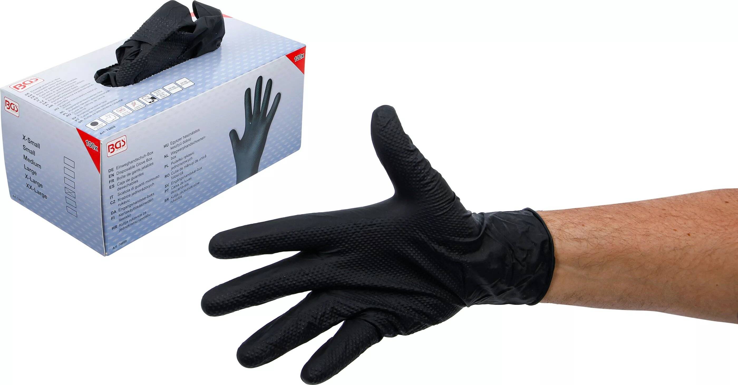BGS 74669 Einweghandschuh-Box, Nitril, L 100 Stk mit extra Griffigkeit-5
