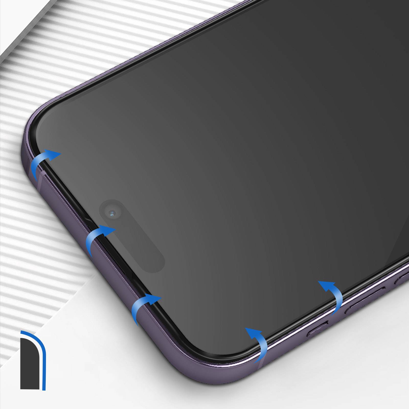 iPhone 14 Pro Max 9H Glas-Bildschirmschutz, Höhe Adhäsionskraft, Blue Star Schwarz-2