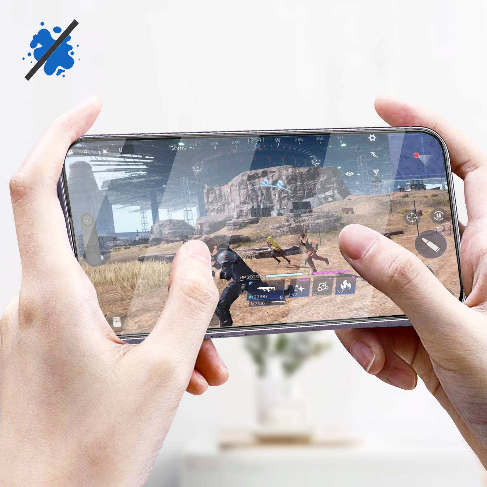 iPhone 14 Pro Max 9H Glas-Bildschirmschutz, Höhe Adhäsionskraft, Blue Star Schwarz-3