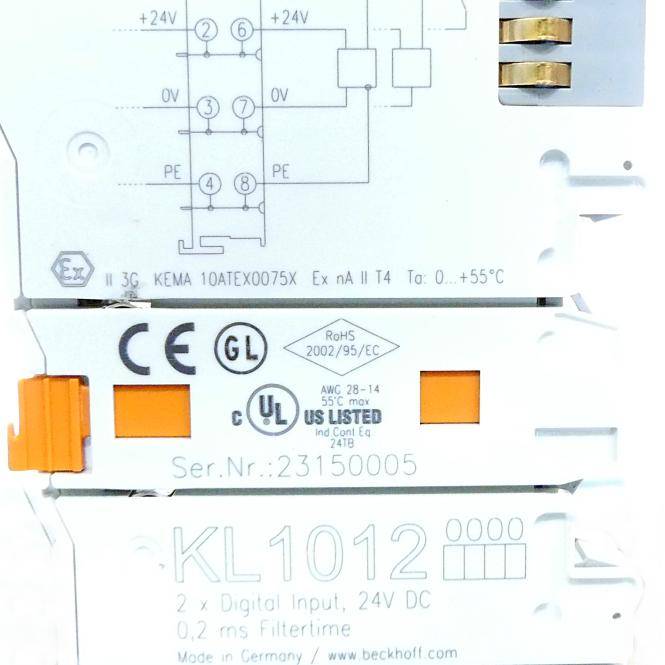 Beckhoff KL1012, Busklemme, 2-Kanal-Digital-Eingang, 24V DC, 0,2 ms-1