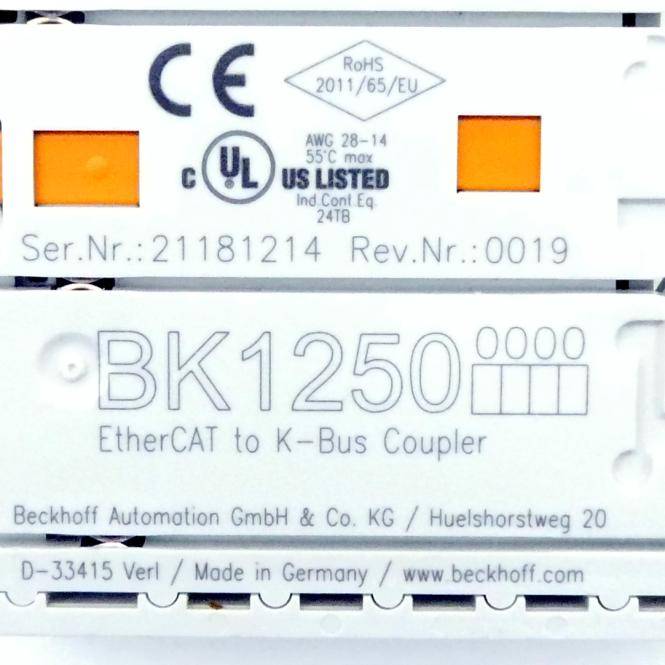 Beckhoff BK1250, Compact-Koppler zwischen EtherCAT-Klemmen und Busklemmen-1