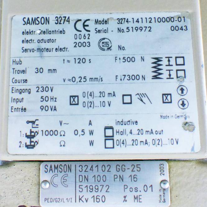 SAMSON Elektrischer Stellantrieb (3274-1411210000-01 DN 100)-1