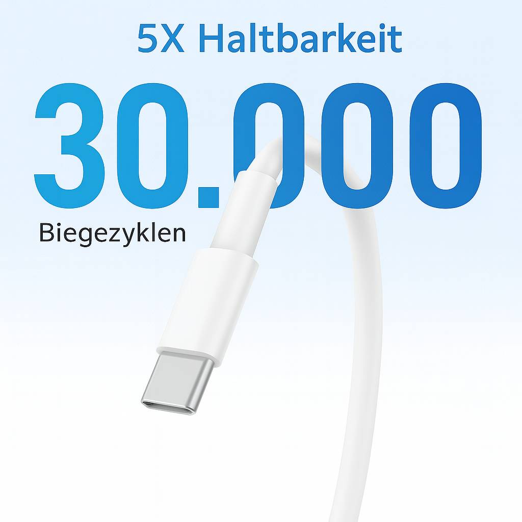 45W GaN USB-C Ladegerät 2×USB-C + 1m 60W Kabel – Schnelllade-Netzteil für iPhone 15/16/17, Samsung, Huawei, Xiaomi Weiß-1