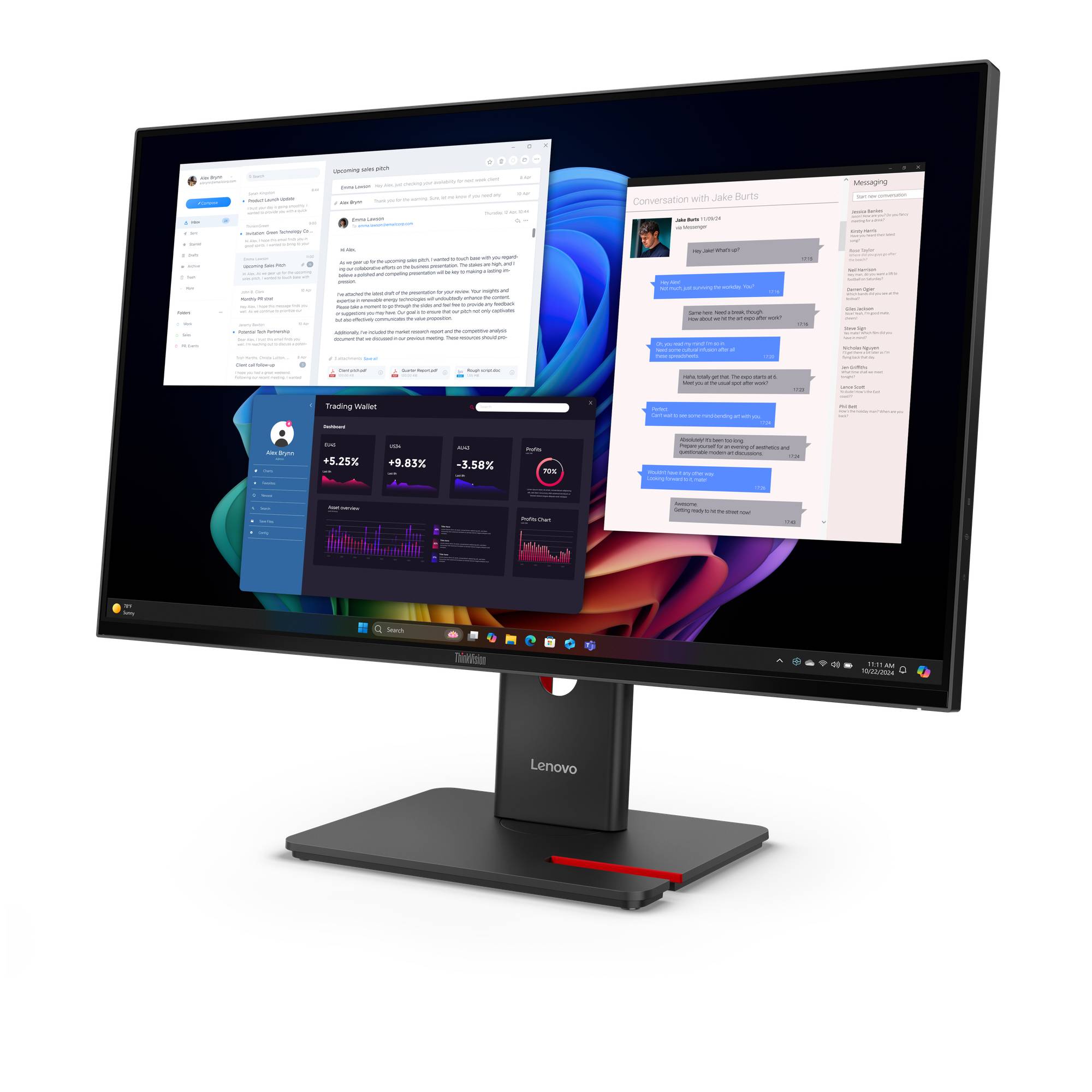 LENOVO ThinkVision T27UD-40 68,58cm 27Zoll 3840x2160 IPS USB-C docking 96W Epeat Gold TopSeller-1