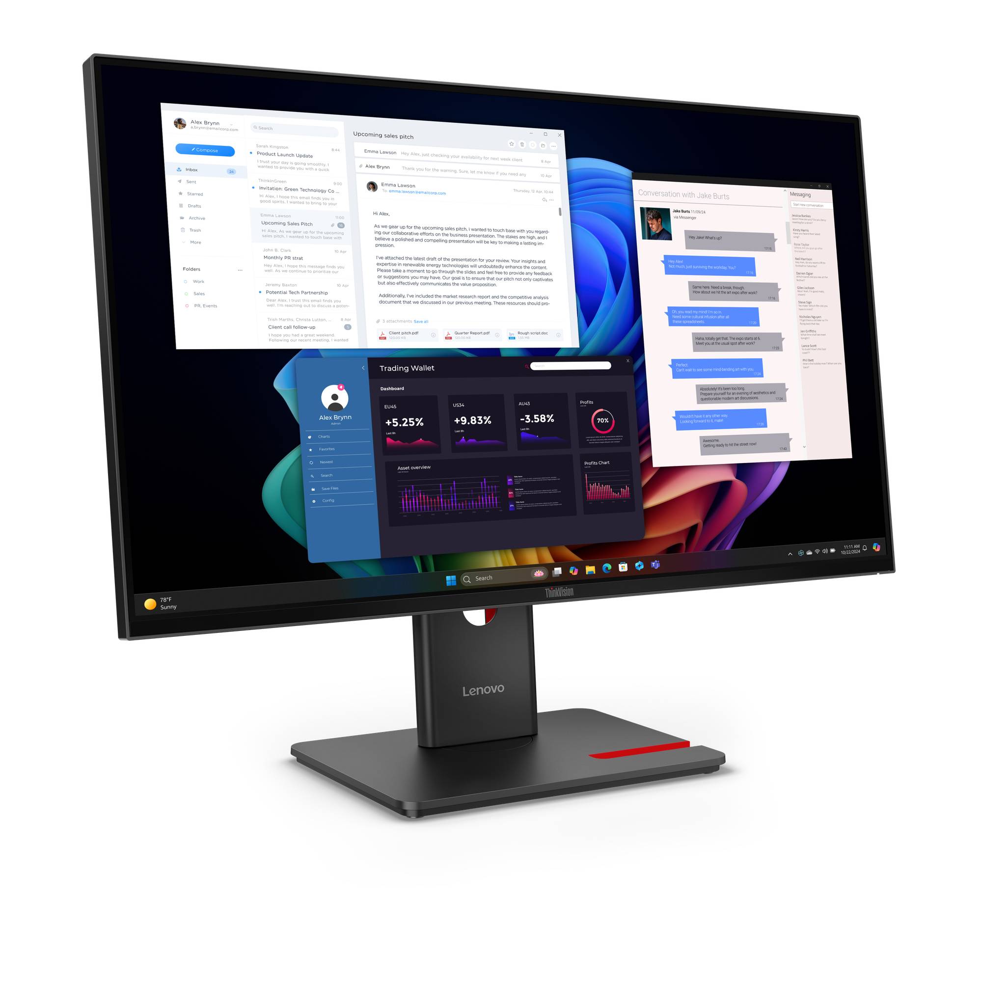 LENOVO ThinkVision T27UD-40 68,58cm 27Zoll 3840x2160 IPS USB-C docking 96W Epeat Gold TopSeller-3