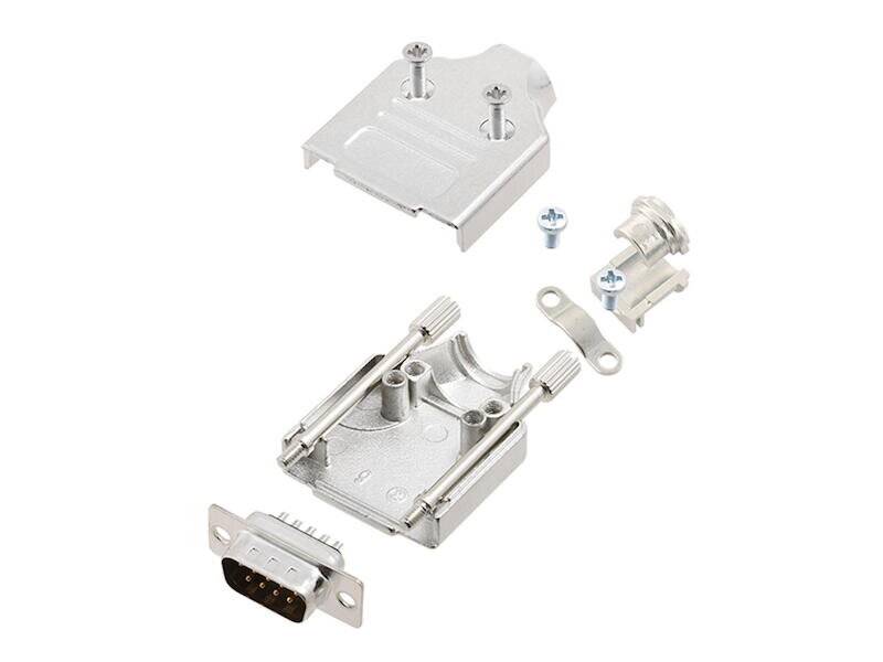 Encitech Connectors AB MHDM-09-DMP-K Bausatz mit D-Sub Gehäuse Vollmetall und 9 polig Stiftleiste löt Gütestufe 1 Isolat-1