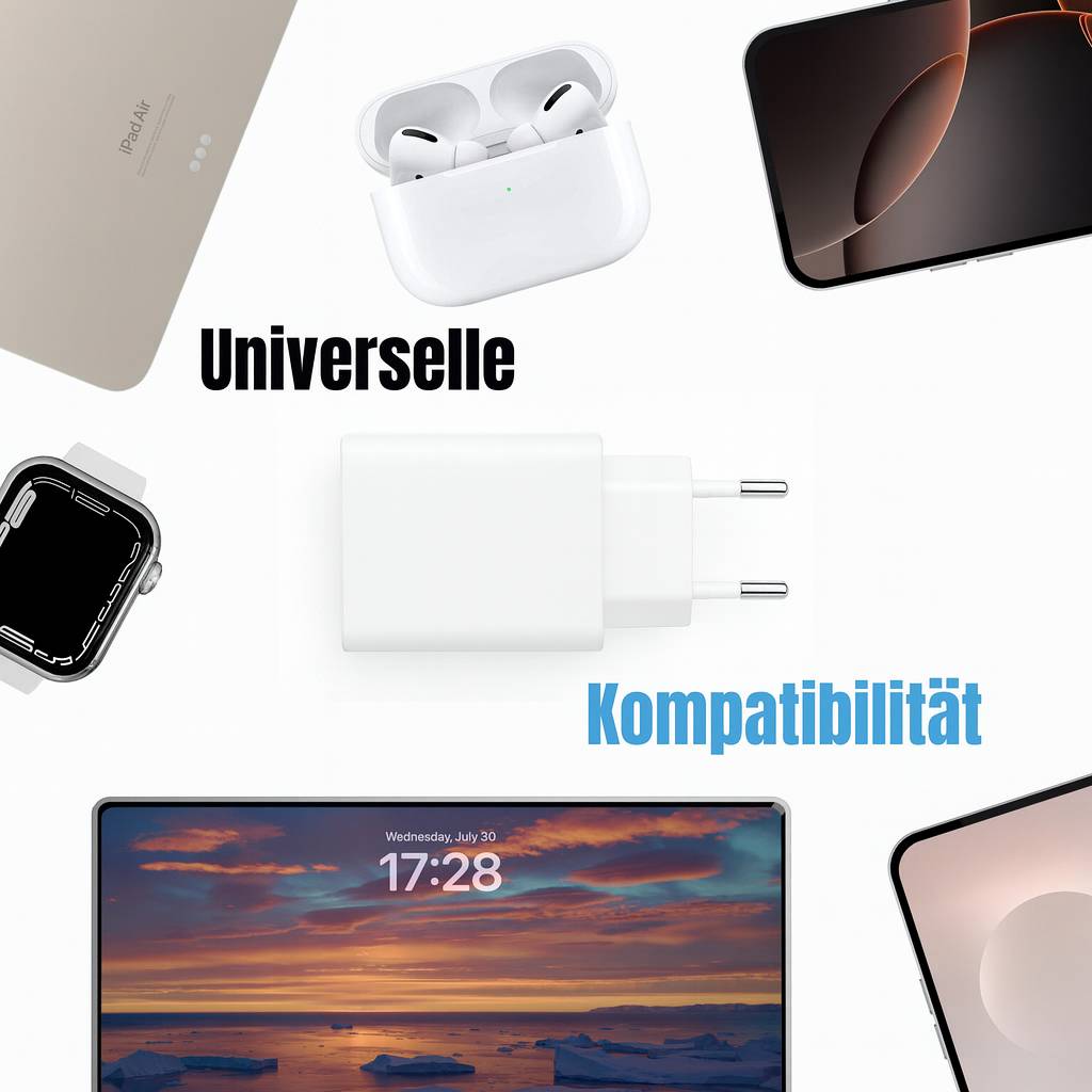 65W USB-C & USB-A Schnellladegerät – Kompakter Ladeadapter für MacBook, Laptop, Smartphone & Tablet – Weiß-2