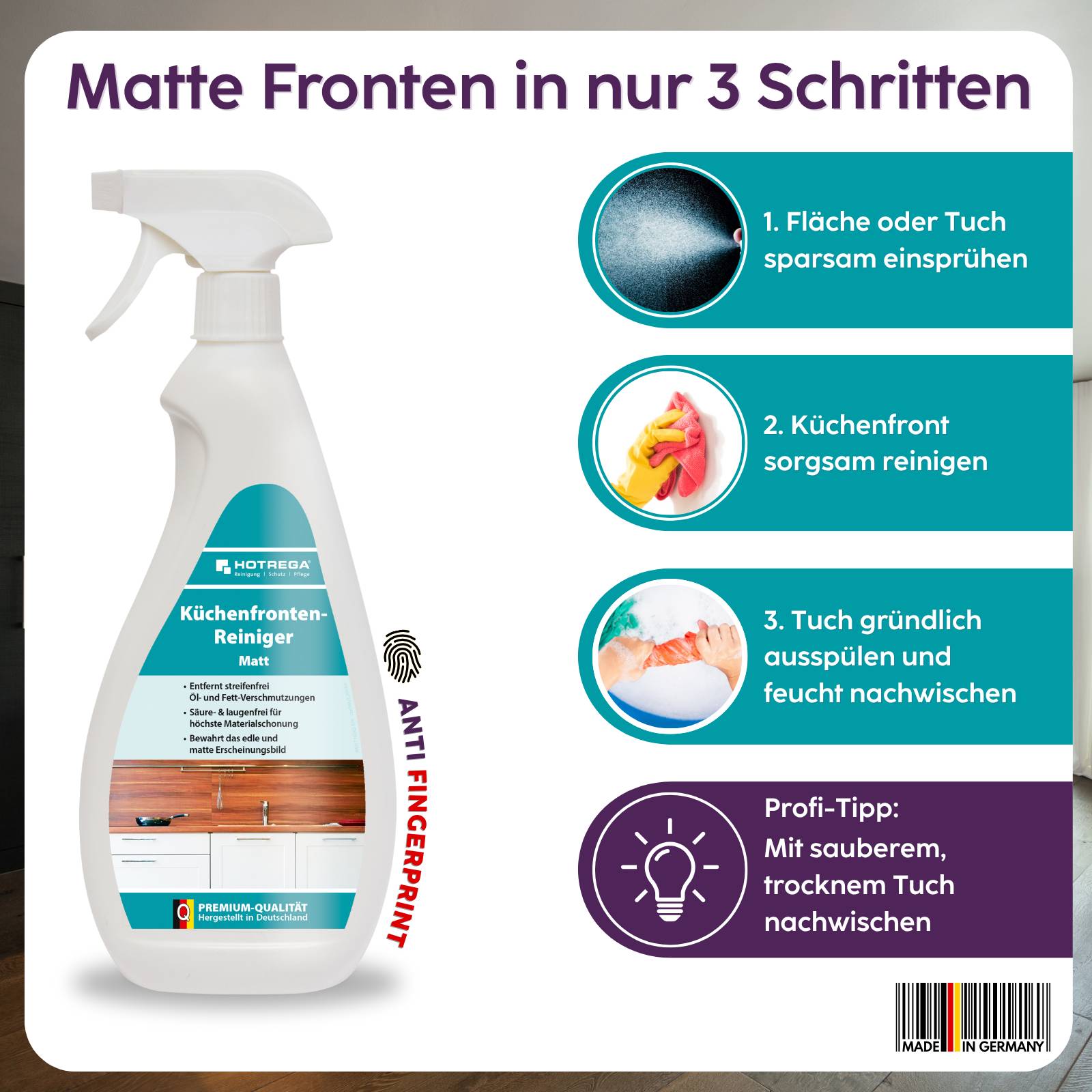 HOTREGA Küchenfronten Reiniger Matt - Ausführung:3x 750 ml-2