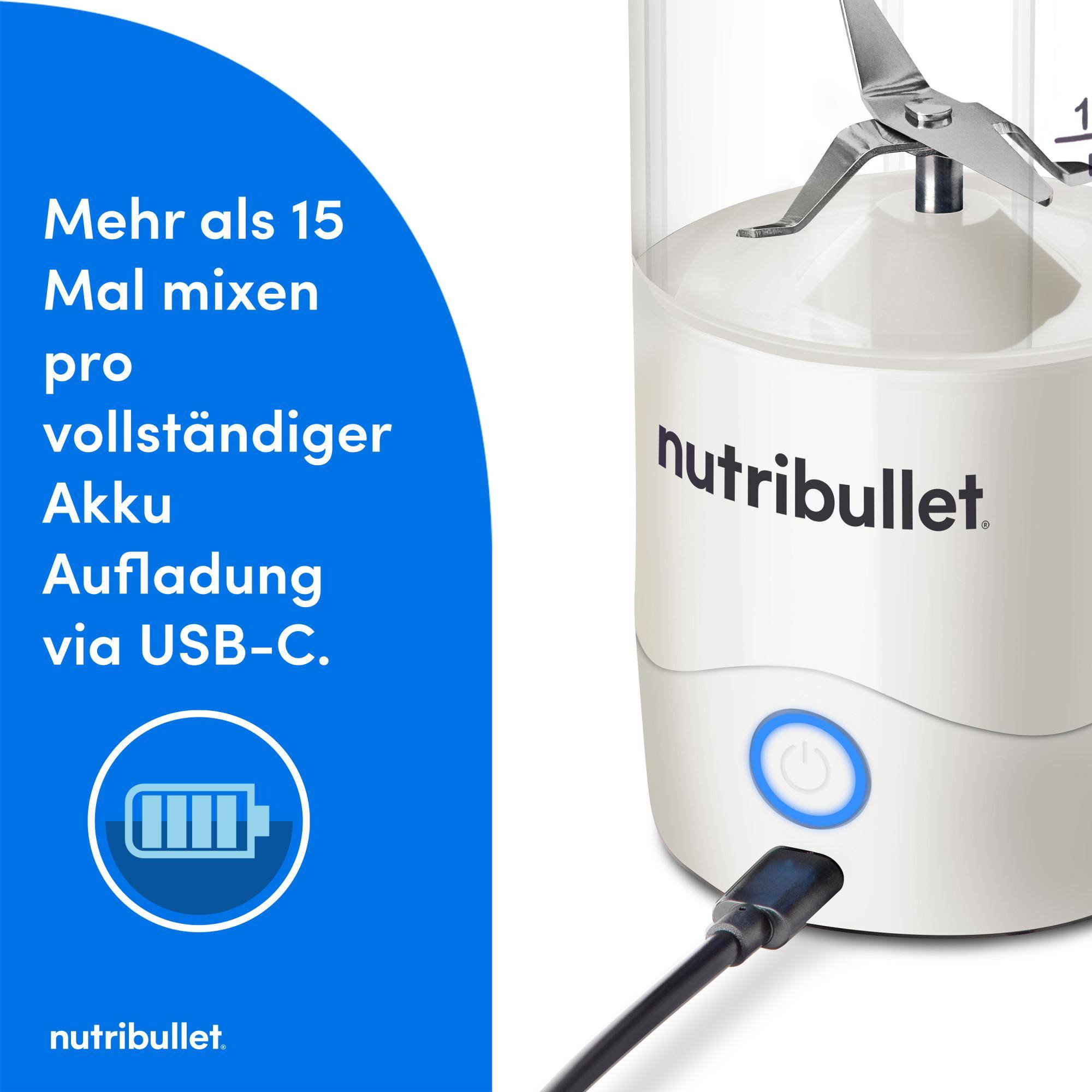 NutriBullet Flip, Tragbarer Mixer, 0,59 l, Pulsfunktion, Eis-Crusher, Schwarz, Weiß-1