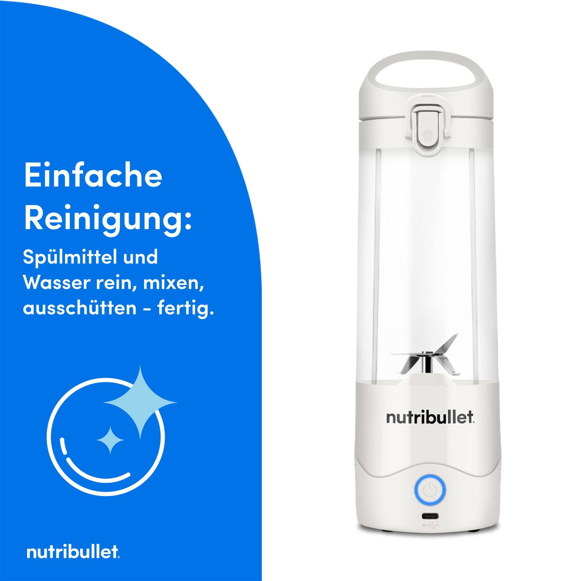 NutriBullet Flip, Tragbarer Mixer, 0,59 l, Pulsfunktion, Eis-Crusher, Schwarz, Weiß-3
