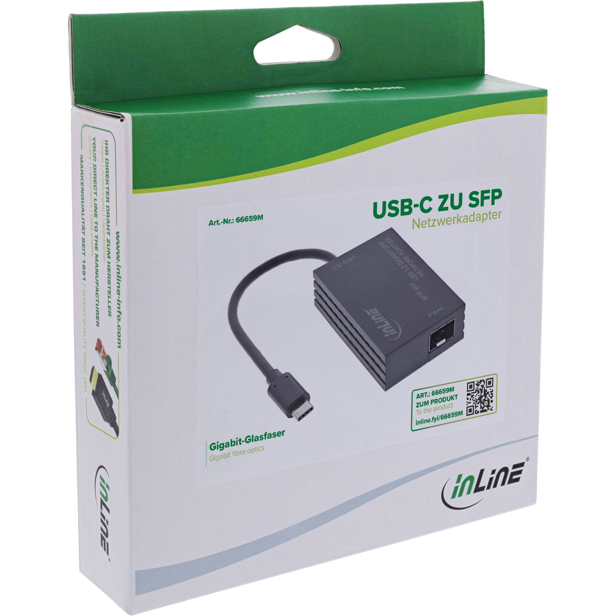 INLINE - USB-C zu SFP Gigabit Fiber Netzwerkadapter (10/100/1000 Mb/s)-1