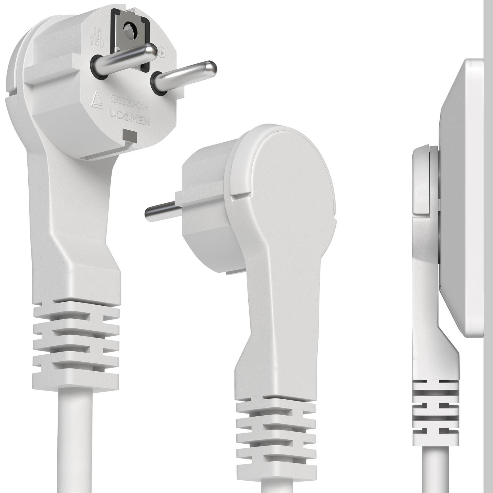 hb-digital 10m Verlängerungskabel mit Winkelstecker flexibles H05VV-F Kabel weiß-1