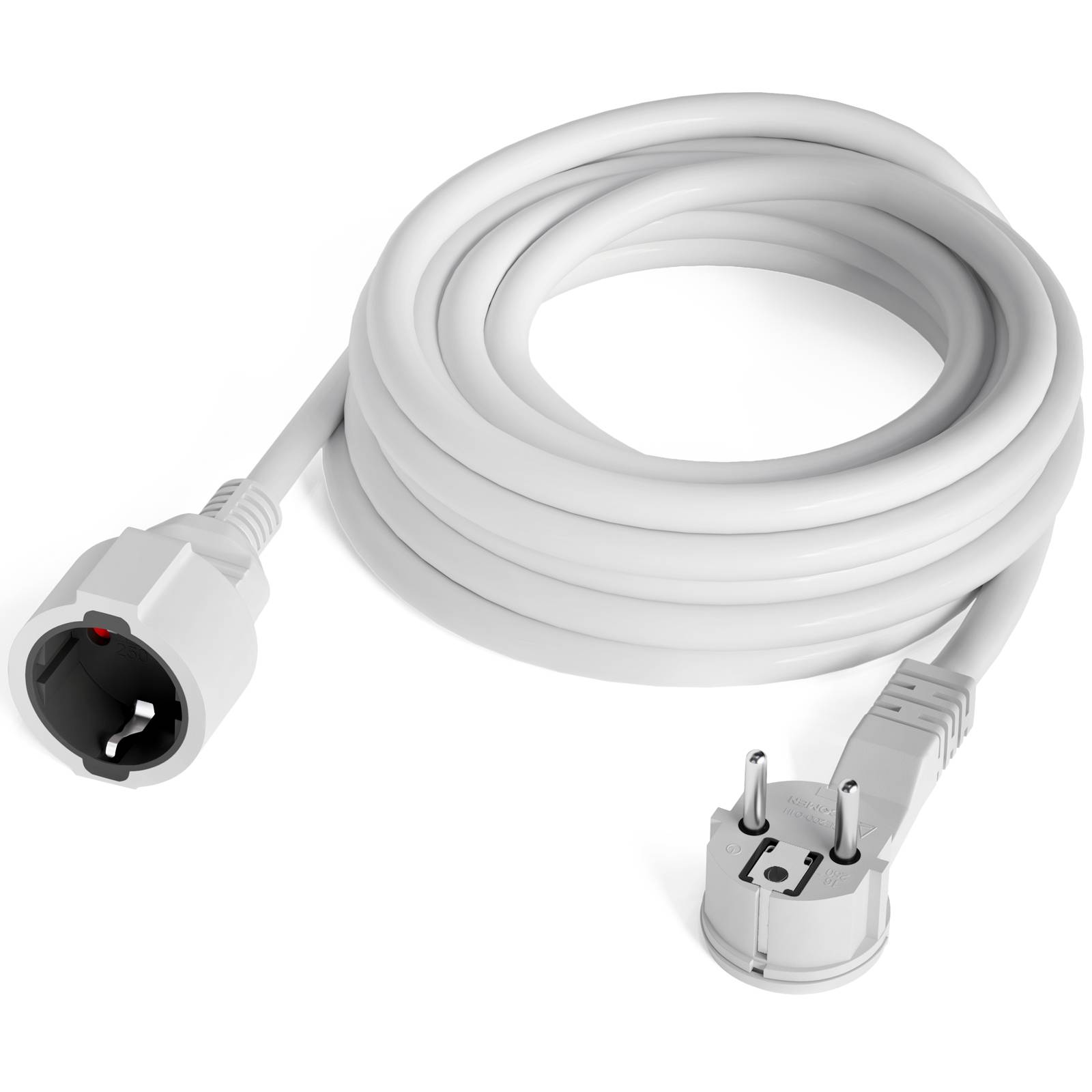 hb-digital 5m Verlängerungskabel mit Winkelstecker flexibles H05VV-F Kabel weiß-0