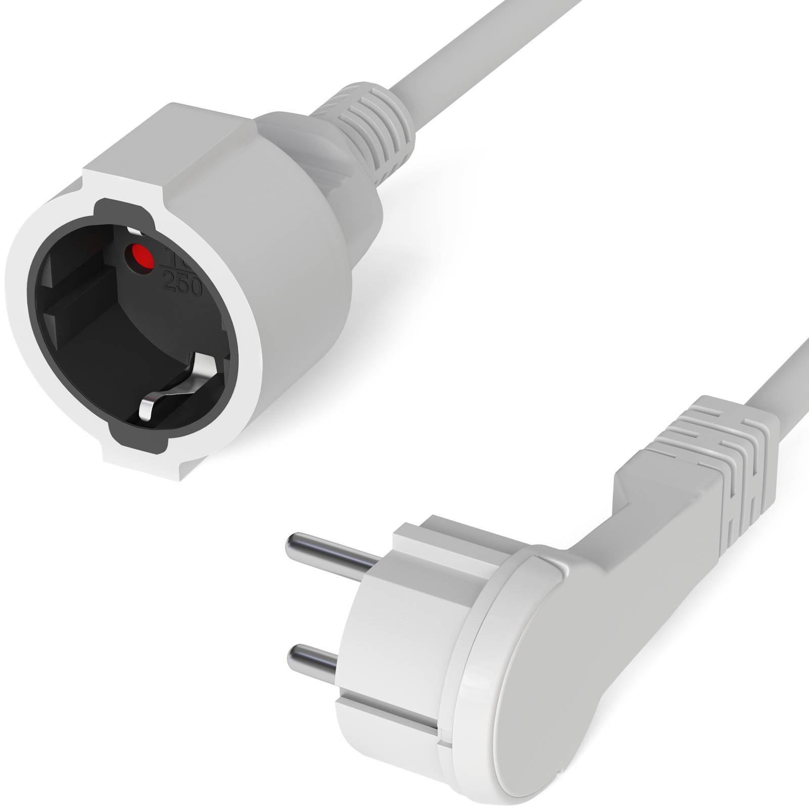 hb-digital 10m Verlängerungskabel mit Winkelstecker flexibles H05VV-F Kabel weiß-4