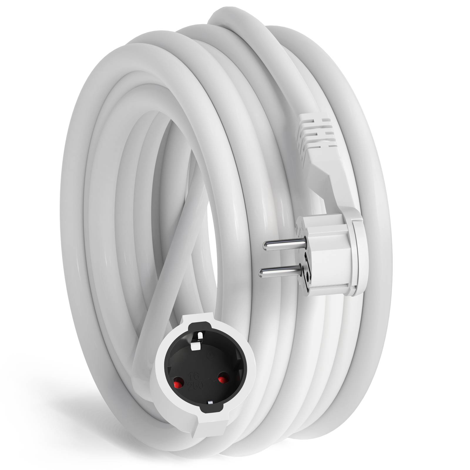hb-digital 10m Verlängerungskabel mit Winkelstecker flexibles H05VV-F Kabel weiß-0